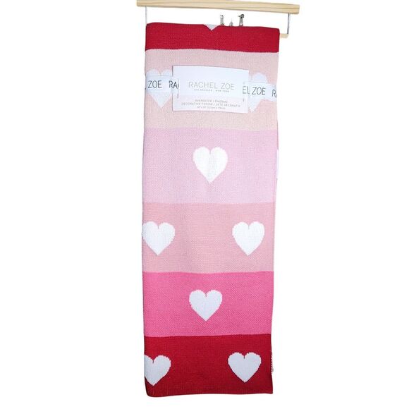 Rachel Zoe Oversized Decorative Cotton Blend Throw Blanket Heart Pattern 50x70in - Picture 3 of 12